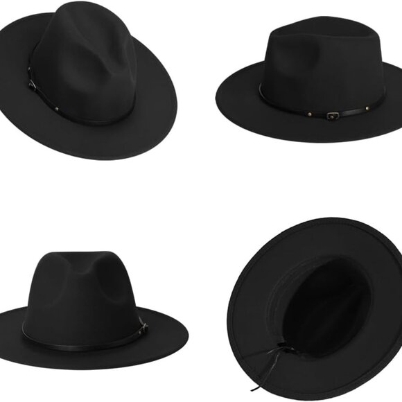 Fedora Hats for Men & Women Wide Brim Fedora Felt Panama Hat Men's Dress Hats wi - Picture 6 of 6